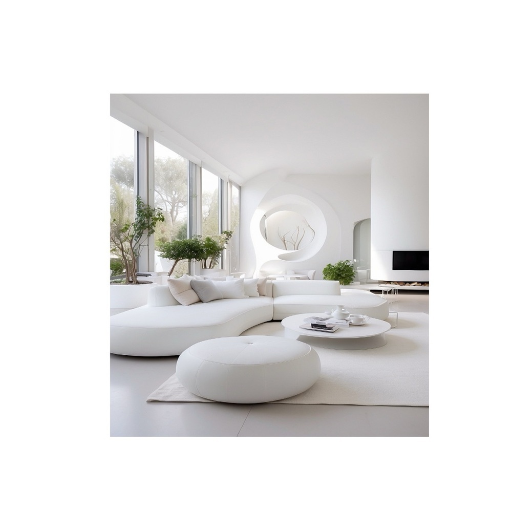 HANDCRAFTED digital art print Modern White Curved sofa decor for the wall